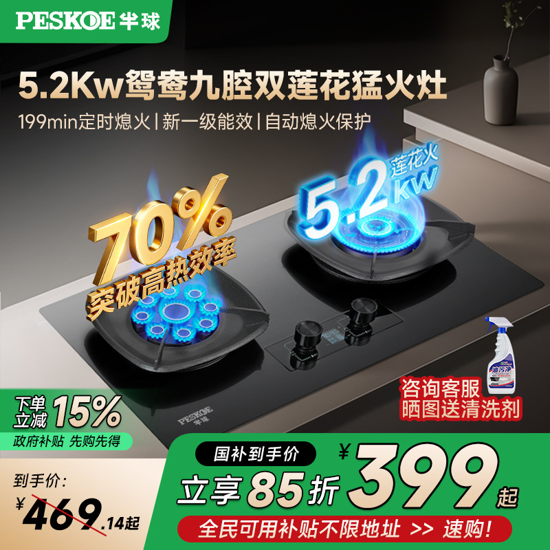 半球家用猛火双灶天然气管道铜质燃气灶煤气罐台面嵌入式煤气炉