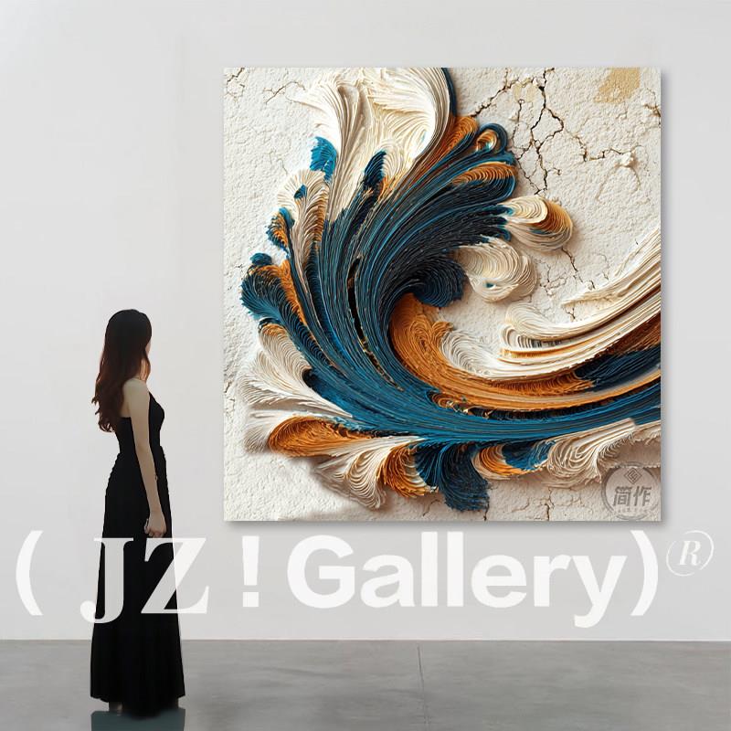 JZ《澜生》现代客厅创意装饰画餐厅3D实物挂画卧室立体木雕浮雕画