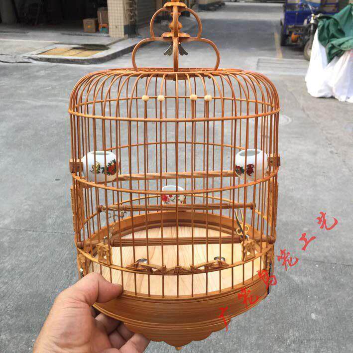 清远广式雕花竹节小笼子芙蓉金青鸟笼竹笼竹笼绣眼笼配件广笼波笼