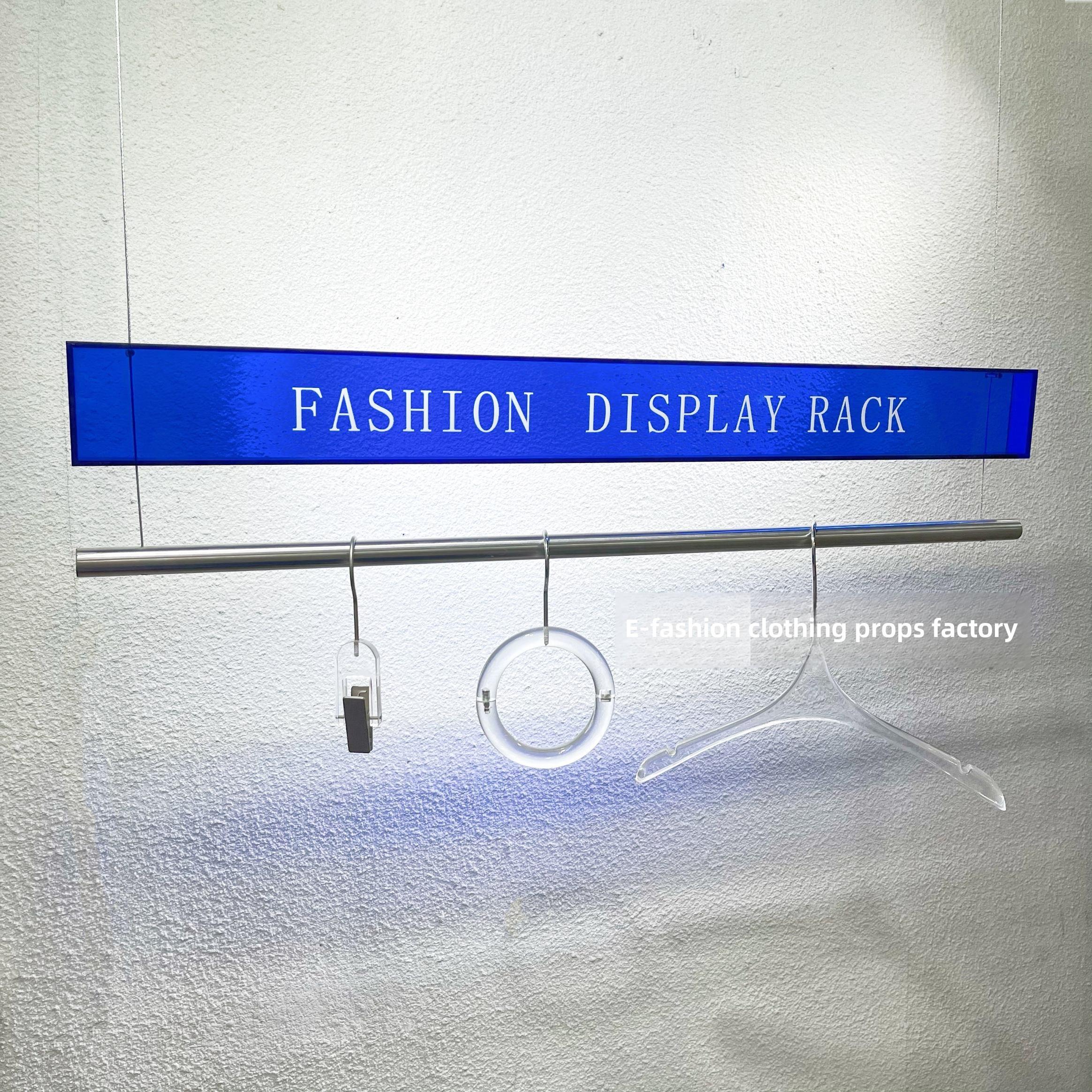 服装店展示架亚克力衣架不锈钢无障碍豪华衣架钢丝吊顶挂窗创意定