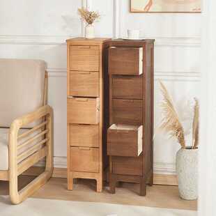 8V实木卧室收纳柜25CM小型超窄床头柜夹缝储物柜五斗柜客厅小窄柜