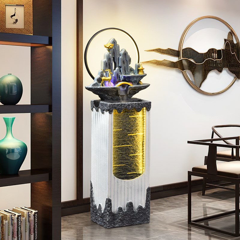 高山流水摆件循环水景客厅办公室水幕墙落地生财乔迁开 W业装