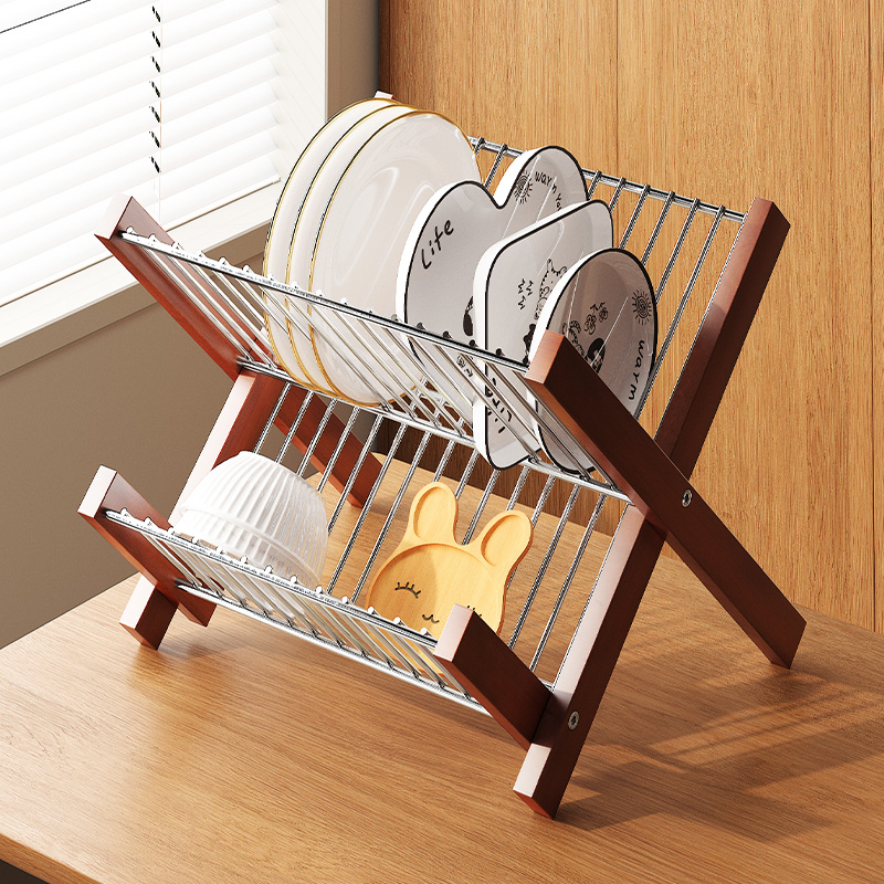 中古碗碟沥水架304不r锈钢厨房可折叠置物架家用碗盘水杯收纳架子