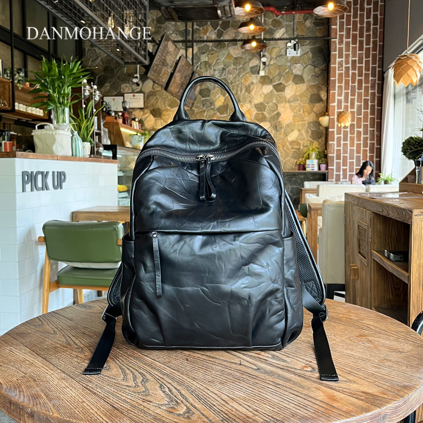 DANMOHANGE头层牛皮男士真皮双肩包大容量商务通勤电脑背包旅行包