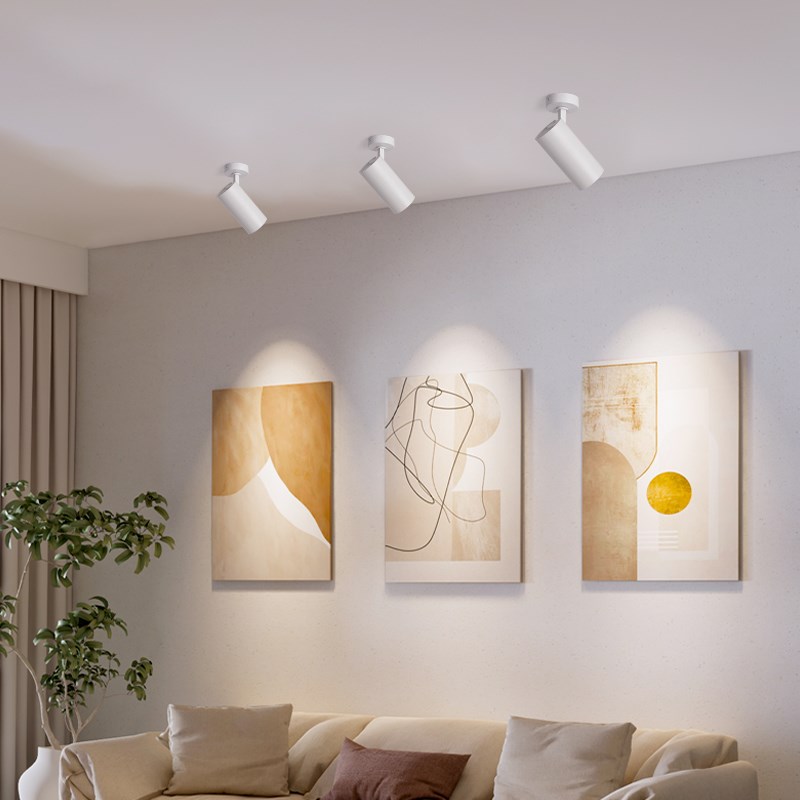 射灯智能轨道灯聚光LED服装店商用展厅背景墙明装筒灯导轨式超市