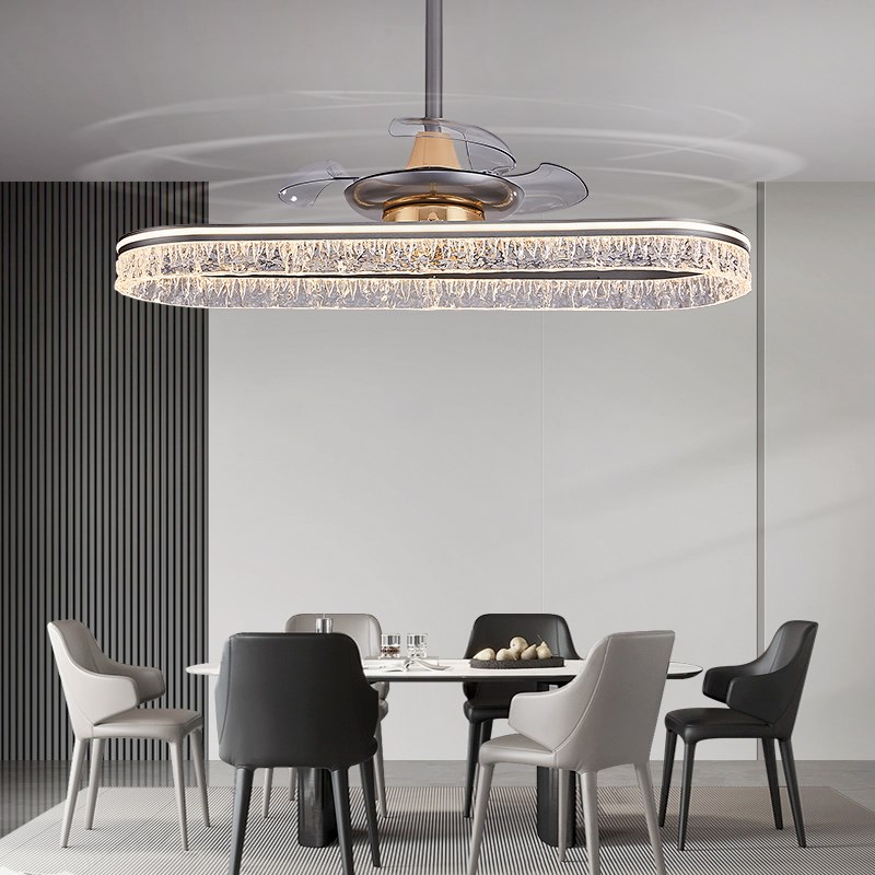 餐厅风扇灯2025年新款灯具灯风扇一体电扇灯吧台餐桌一字长条吊灯