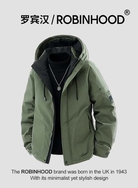 ROBINHOOD/罗宾汉美式休闲鸭绒羽绒服冬季高级感加厚连帽羽绒服