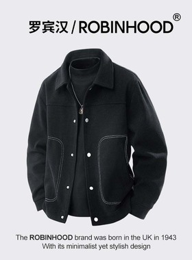 罗宾汉/ROBINHOOD男士灯芯绒夹克外套翻领工装夹克新款高级感外套