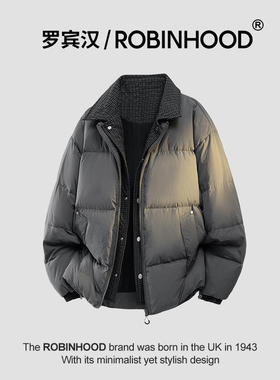 罗宾汉/ROBINHOOD冬季男复古百搭保暖羽绒服新款潮流翻领加厚外套