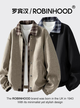 ROBINHOOD/罗宾汉休闲夹克外套男宽松休闲潮流翻领高级感上衣外套