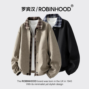 ROBINHOOD/罗宾汉休闲夹克外套男宽松休闲潮流翻领高级感上衣外套