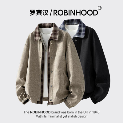 罗宾汉男翻领宽松休闲潮流夹克