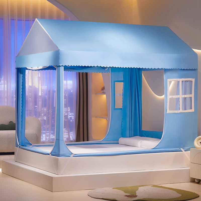 单人1米35小房子床帘遮光9定制矮女孩蚊帐新型儿童床上帐篷围栏