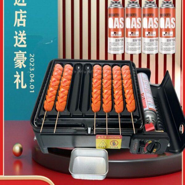商用脆皮烤肠机不粘锅淀粉肠烤机卡式炉燃气摆摊便携烤热狗肠机器