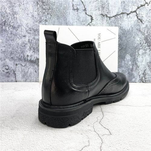 撤柜断码处理新款真皮男鞋套筒保暖黑色牛皮雕花短筒切尔西靴皮靴