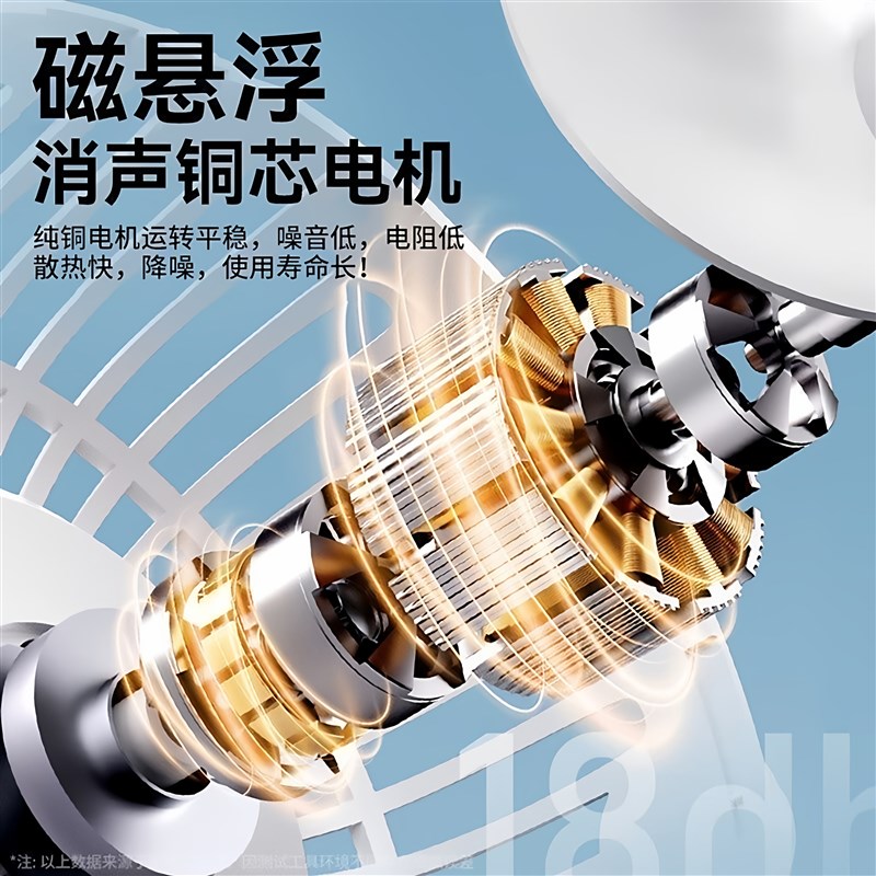 智能变频五档磁悬浮降噪电机USB直插充电小风扇桌面宿舍超静音
