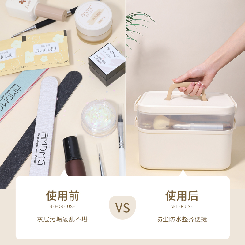 大容量桌面整理双层指甲油胶生活用品分类收纳盒工具箱美甲店专用