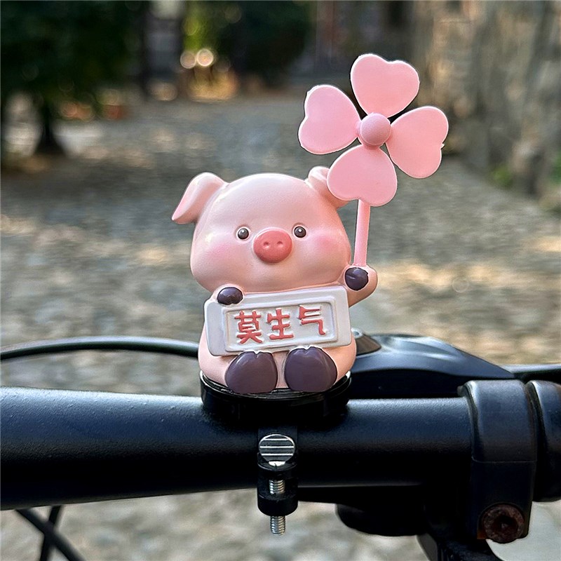 可爱风车小猪小黄鸭电动车装饰品摆件摩托车自行车头盔小配件挂件