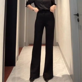 垂感喇叭拖地裤 黑色不贴腿微喇西装 高腰显瘦休闲裤 2025春夏新款 裤