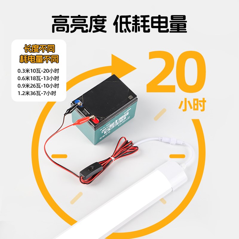 夜市摆摊led灯超亮电瓶三轮车小吃车暖光特亮强光防水12v灯管