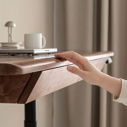 北美黑胡桃木电动升降书桌实木智能电脑办公家用工作台电控桌子