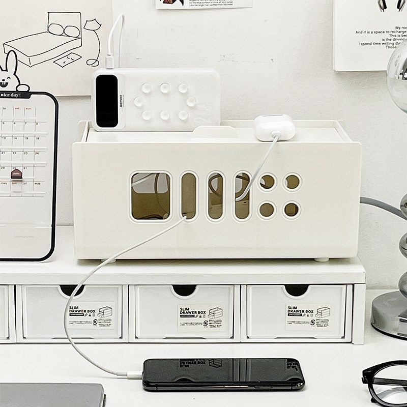 插座插排收纳盒办公桌插线板数据线电源线手机充电线遮挡整理神器