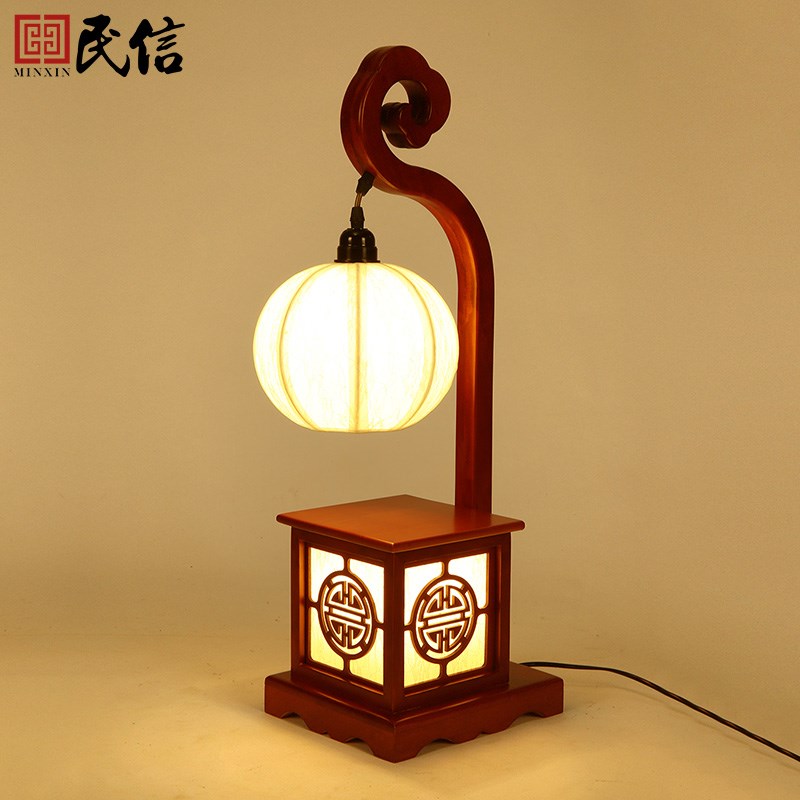 仿古中式台灯大气客厅茶桌装饰台灯古典实M木书房卧室床头灯中国