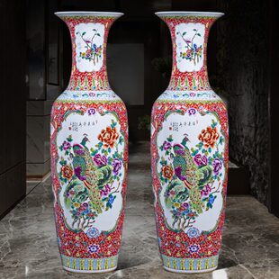 新房手绘景德镇客厅摆件大号陶瓷仿古装 饰品落地大花瓶酒店器中式