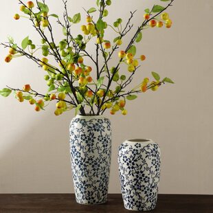 玫瑰摆件复古陶瓷新中式干花玄关装饰器水养插花客厅青花瓷花瓶品