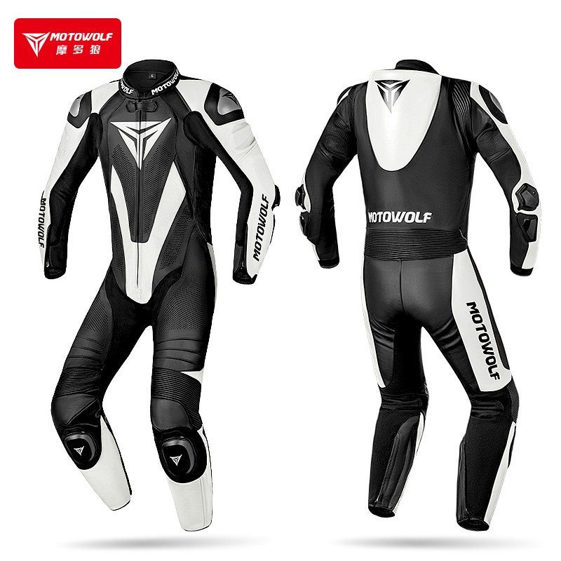 摩多狼连体皮衣赛车服摩托车骑行服竞技赛道机车服男防摔重机四季