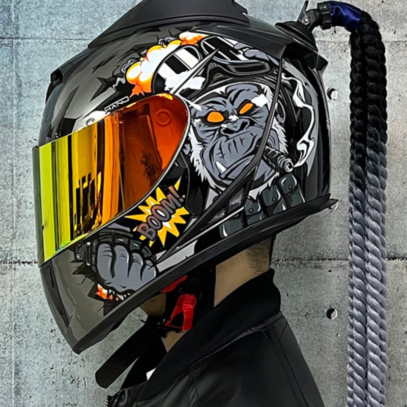 GSB新款网红摩托车头盔男女全盔机车跑盔双镜片蓝牙四季通用3C