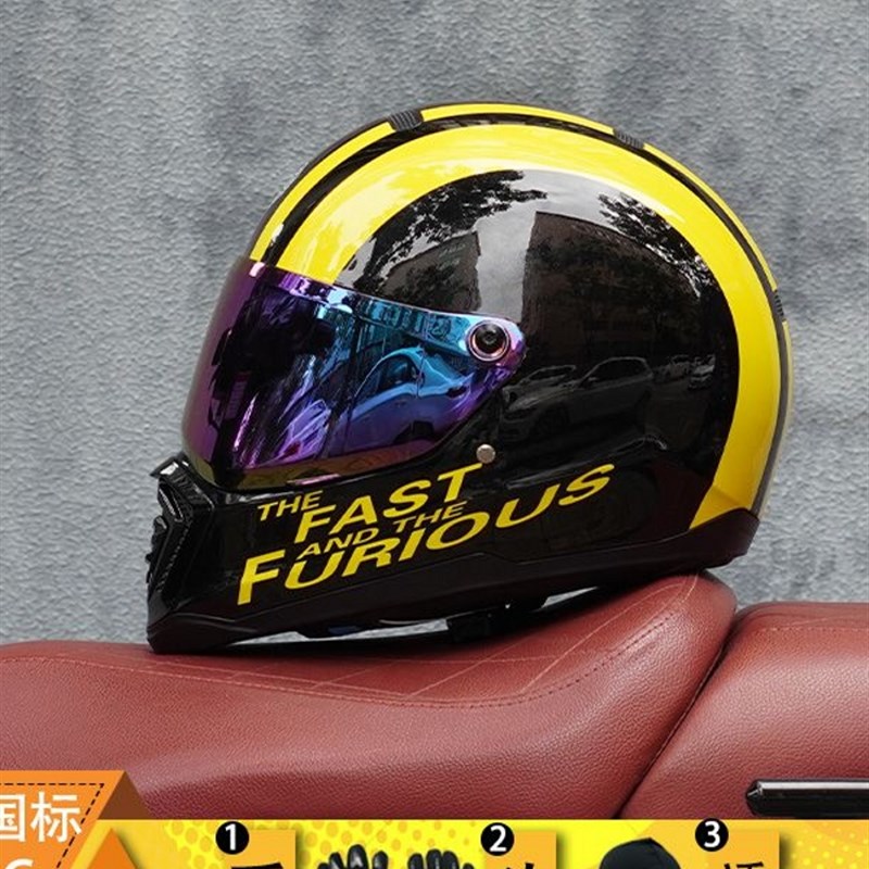 GSB新覆古机车全盔哈雷巡航摩托车头盔男女四季蓝牙槽个性帽檐踏