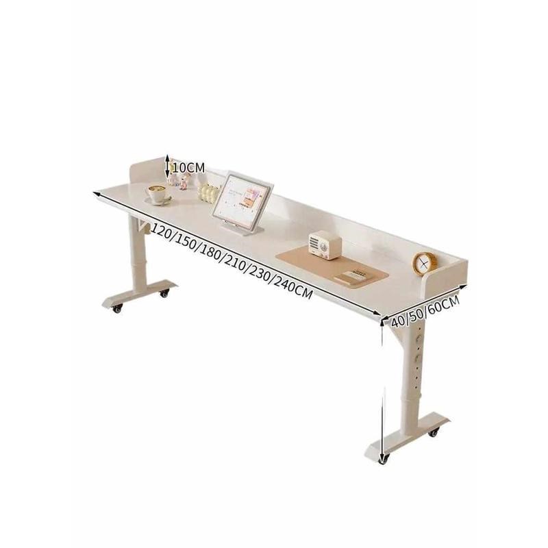 学生简易靠墙移动网红升降工作台床头跨床懒人电脑桌书桌家用条桌