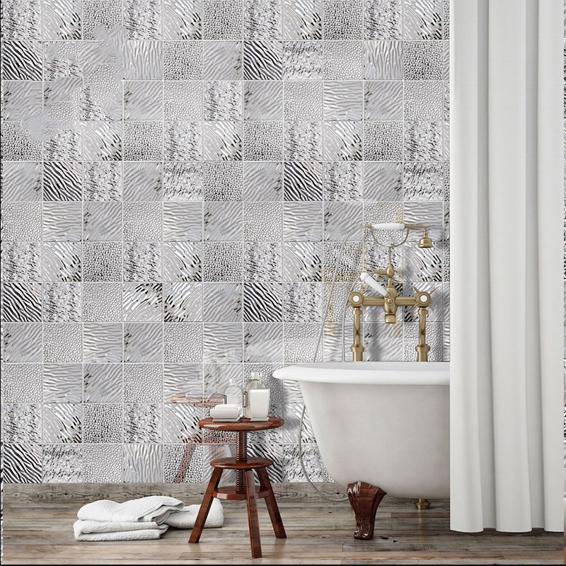 不锈钢3d水波浪纹理金属马赛z克银色瓷砖浴室卫生间餐厅吧台背景