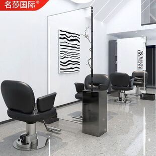 烫落地美发镜台镜子带灯发廊专用双面不锈钢网红理发染单店剪镜发