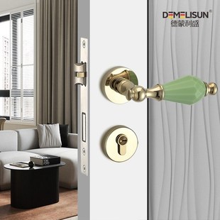 丽旺欧式锌合金房间门室内门卧室门锁铜拉K手7255磁力锁体全配