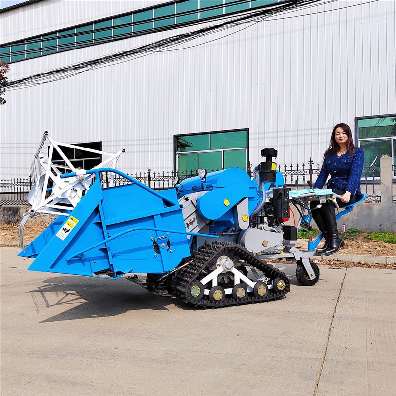 履带式水稻联合收割机 小型手推轻便型泥田水田收获T机 15马力稻