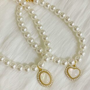 咪配饰复古饰品狗狗项圈心小猫围脖宠物钻爱项链珍珠可爱水晶吊坠