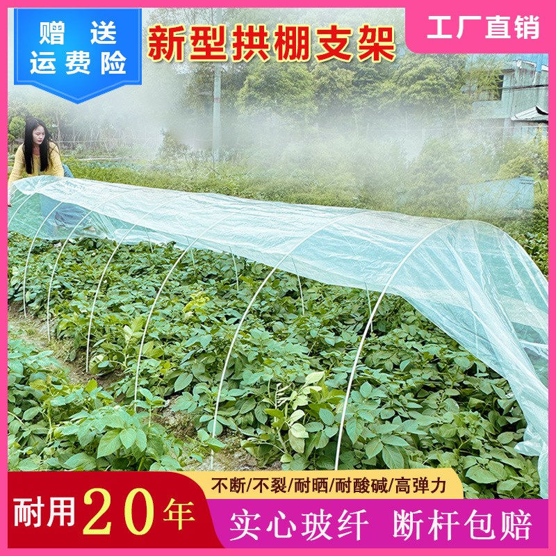 新型小拱棚支架拱杆秧苗蔬菜地温室大棚实心玻璃T纤维杆玻璃钢农