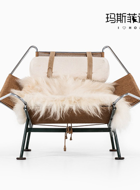 MSFN北欧简约民俗手工编v织麻绳帆船休闲椅现代客厅阳台懒人躺椅