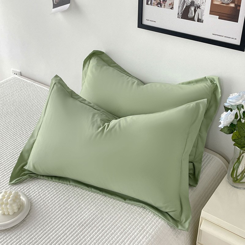 纯色水洗棉枕套一对加厚柔软枕C头套灰色通用单人磨毛简约日系