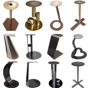 轻奢不锈钢茶几支架底座小圆几腿大理石桌岩脚角几金属支架板边几