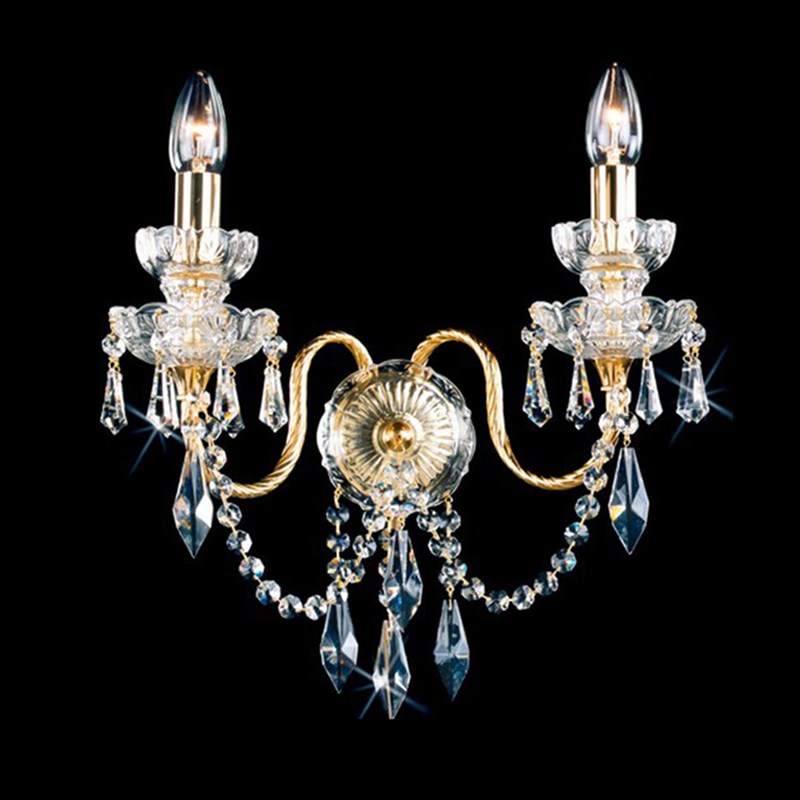 SY奢华全铜纽纹树m叶水晶壁灯欧法式别墅客厅餐厅背景墙床头卧室