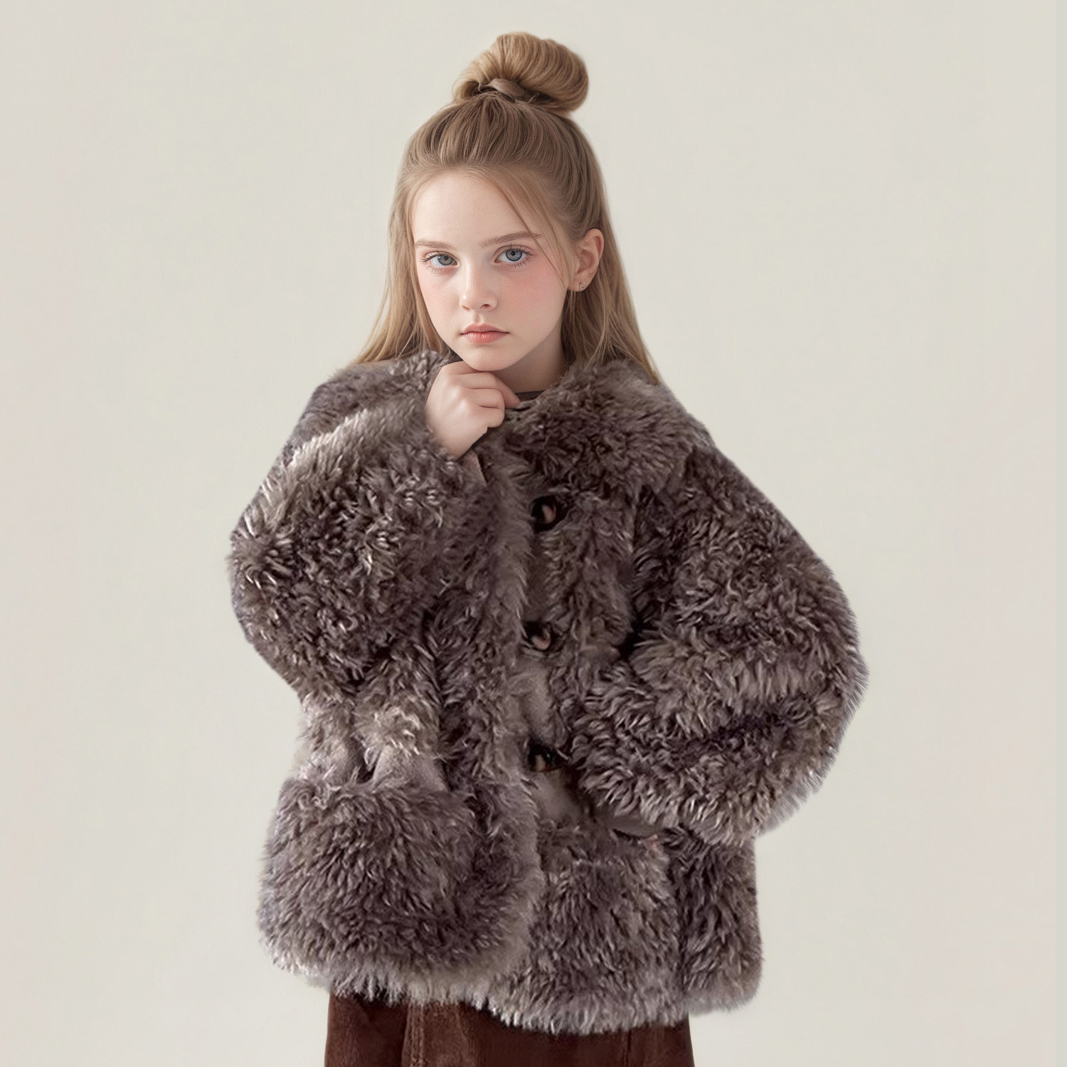 萌校长儿童皮草加厚外套