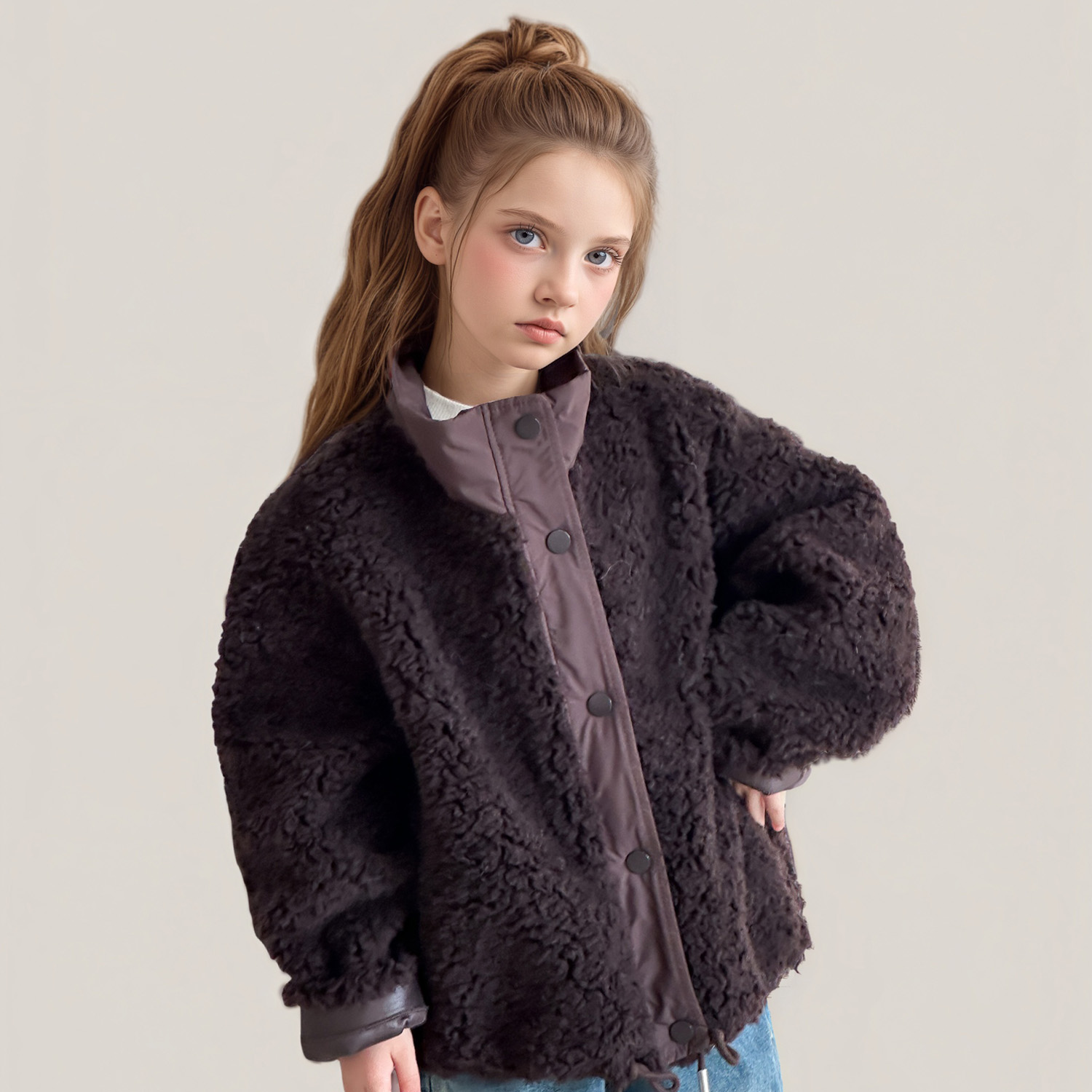 萌校长儿童皮草加厚外套