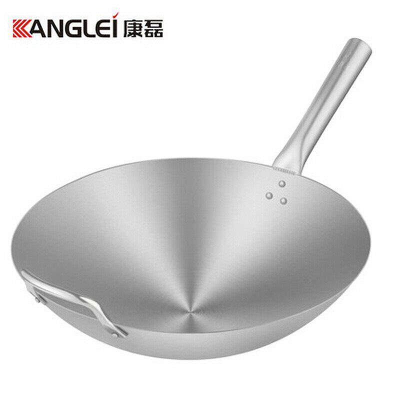 康磊不沾锅炒锅不锈钢炒锅家用圆底瓦斯炉适用厨师商用厨房锅具