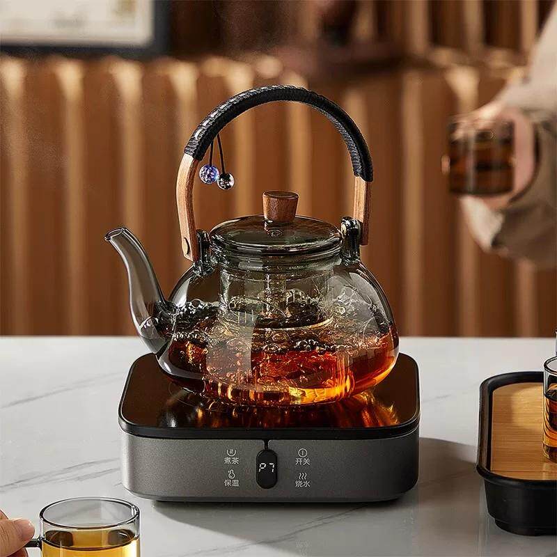 高档电陶炉煮茶壶茶具套装家用轻奢玻璃泡茶壶电茶壶茶桌蒸煮茶器