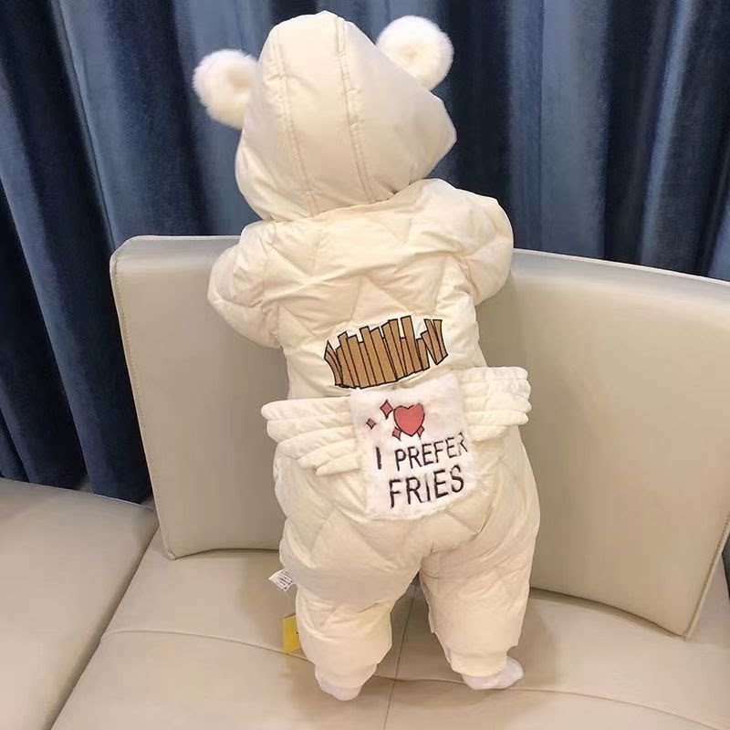MR冬季新款后背天使翅膀婴幼儿可爱男女宝连体外出服哈衣