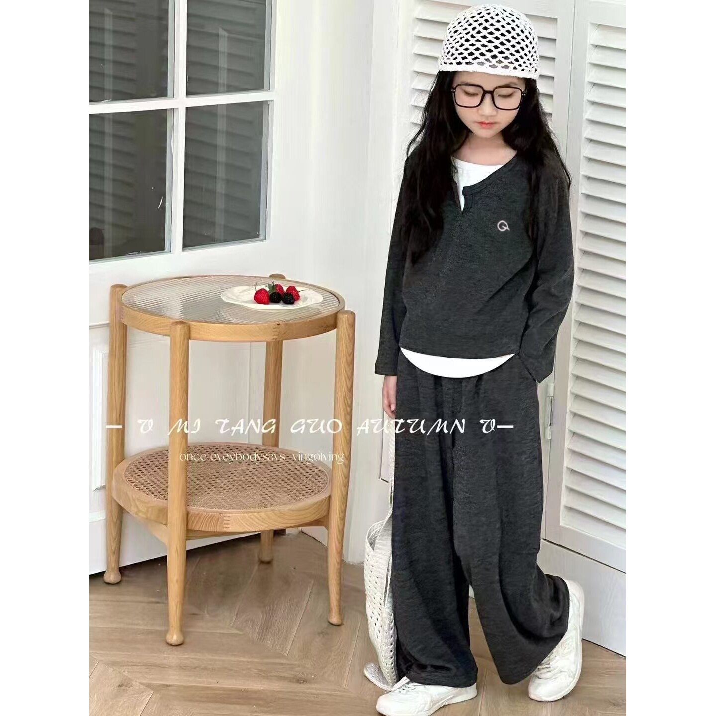 春秋季新款女童运动休闲套装时尚百搭款软糯舒适