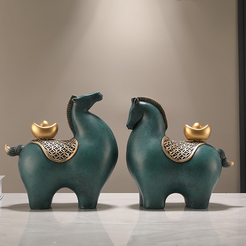 马上有钱摆件招财客厅酒柜轻奢高档玄M关装饰品乔迁礼物开业